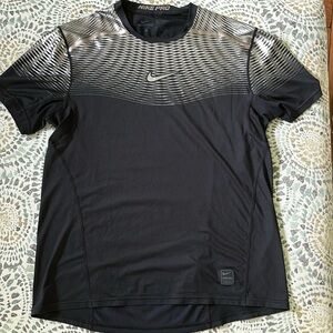Nike Pro Shirt Black With Reflective Stripes Size L